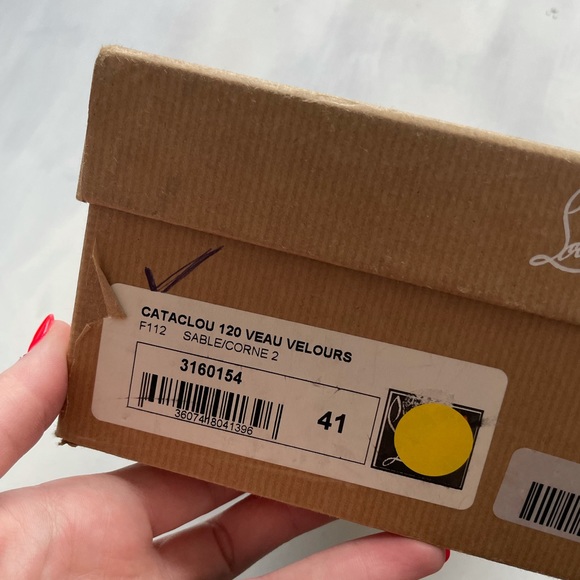 ❌SOLD❌Christian Louboutin Veau Velours Cataclou 120 Wedge Sandals Sable Corne - Picture 3 of 11